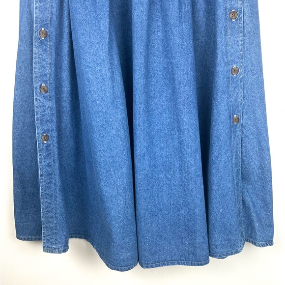 Vintage 90’s Candie’s Prairie Western Button Down Denim Maxi Midi Skirt - Picture 3 of 16